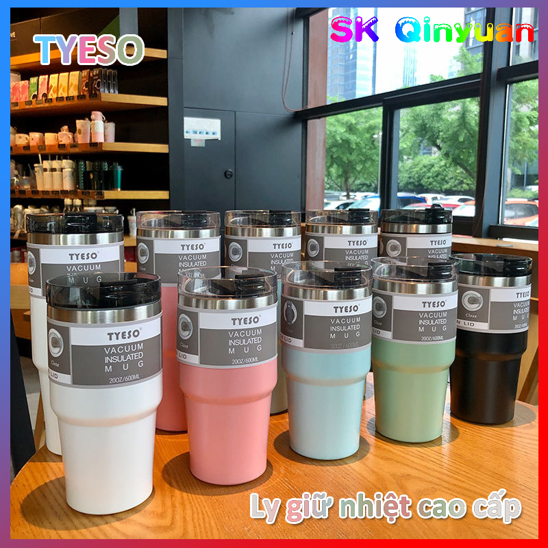 Ly giữ nhiệt cao cấp TYESO chính hãng inox 304 có ống hút giữ nhiệt Ly giữ nhiệt 890ml nắp xoay ly giữ nhiệt tyseo bình giữ nhiệt