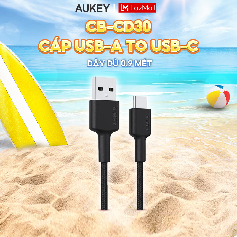 Cáp aukey usb-a to usb-c dây dù 0.9 mét cb-cd30