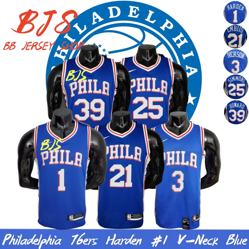 NBA_ Philadelphia''76ers''Jerseys 1 James Harden Tyrese 0 Maxey Basketball  Joel 21 Embiid Mesh Allen 3 Iverson 75th Anniversary Jersey 