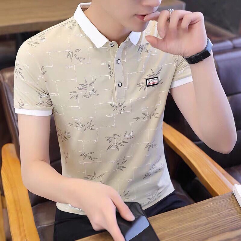 ÁO THUN NAM CÓ CỔ, TAY NGẮN  MÀU KEM THỜI TRANG MURADFASHION CAO CẤP MS251