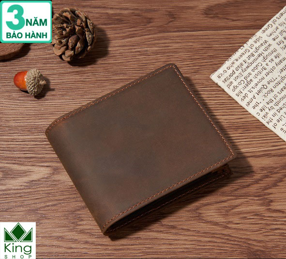 Bóp ví nam handmade da bò sáp ngựa điên chống trộm RFID cao cấp - Đồ Da Kingshop