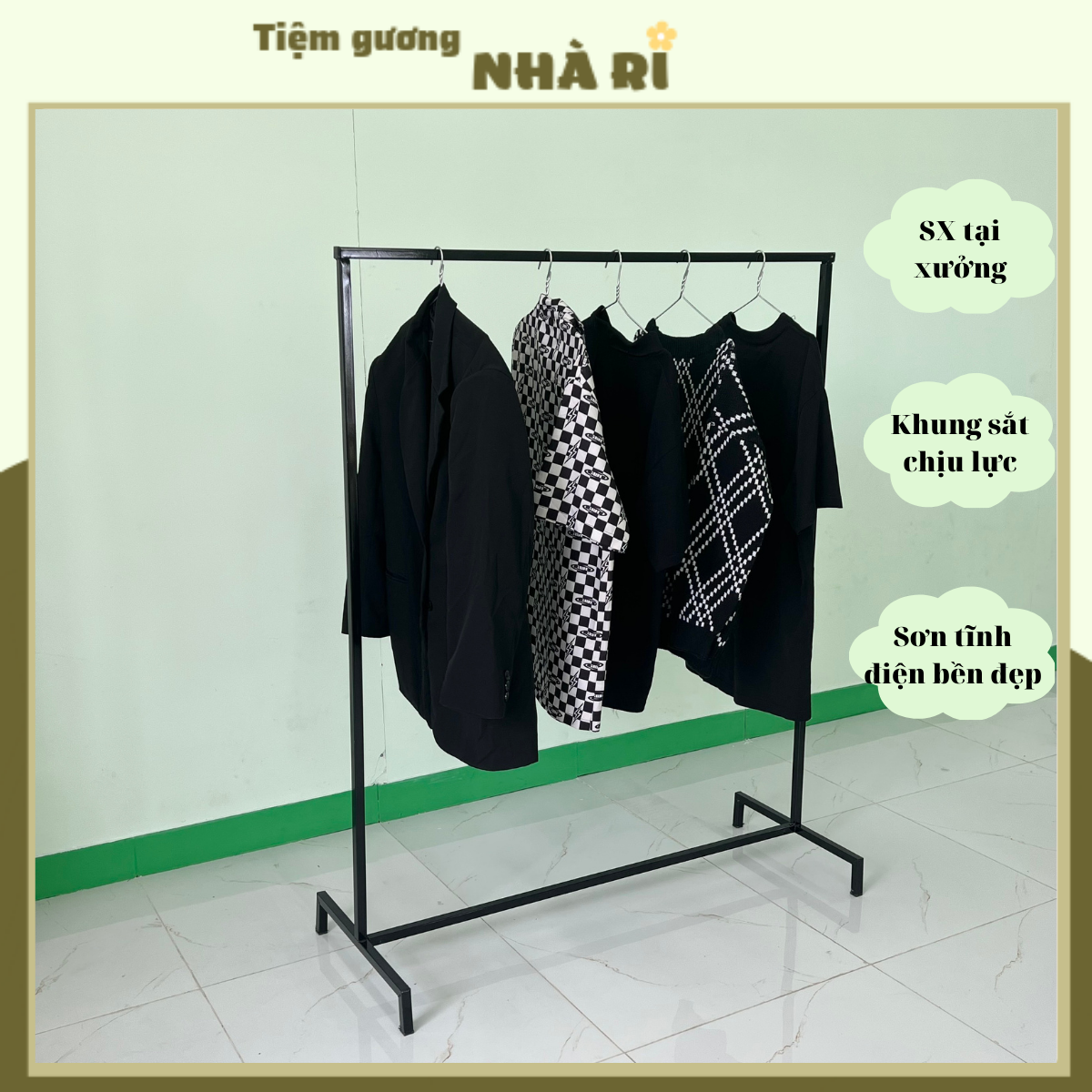 Giá treo quần áo sào phơi bằng sắt chịu lực tốt, sơn tĩnh điện bền đẹp (tặng kèm ốc vít)