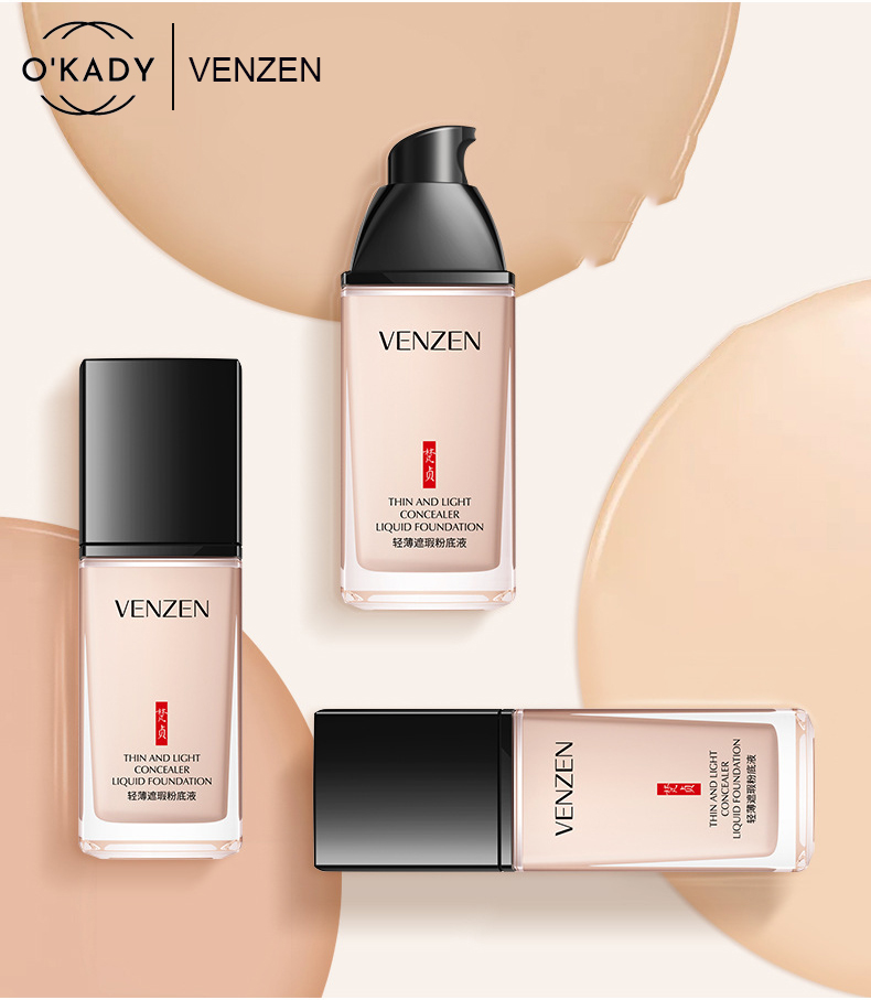Kem nền che khuyết điểm Venzen Foundation dạng lỏng tự nhiên, kiềm dầu chống nước 30mL O-KN02
