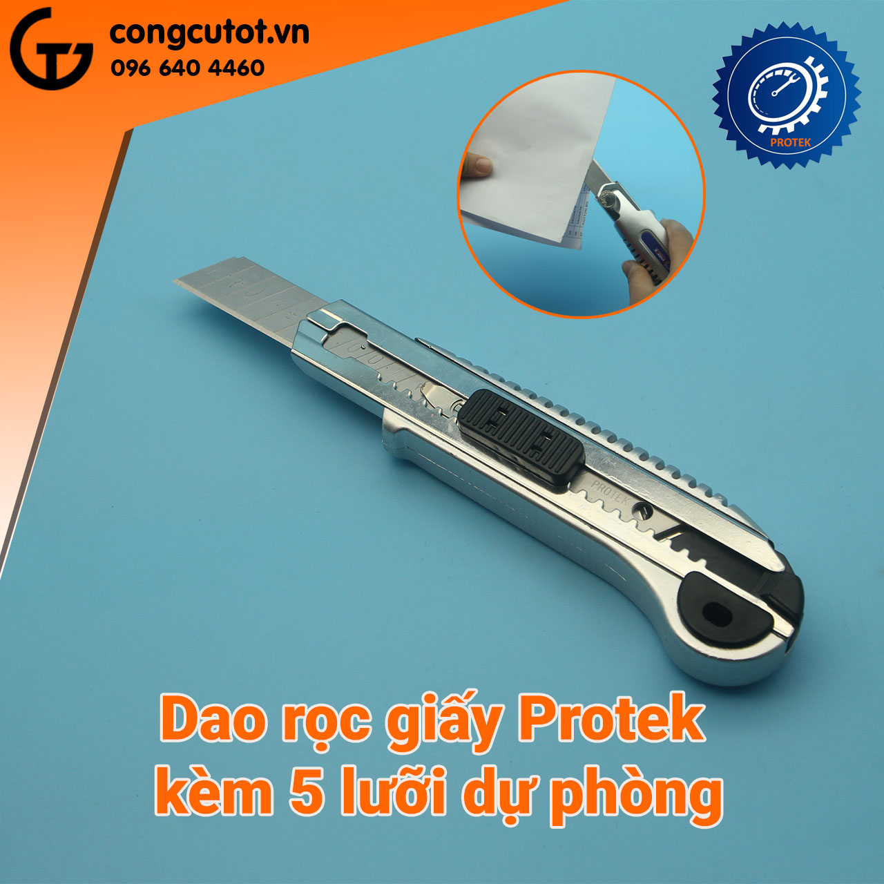 Dao rọc giấy Protek kèm 5 lưỡi dự phòng