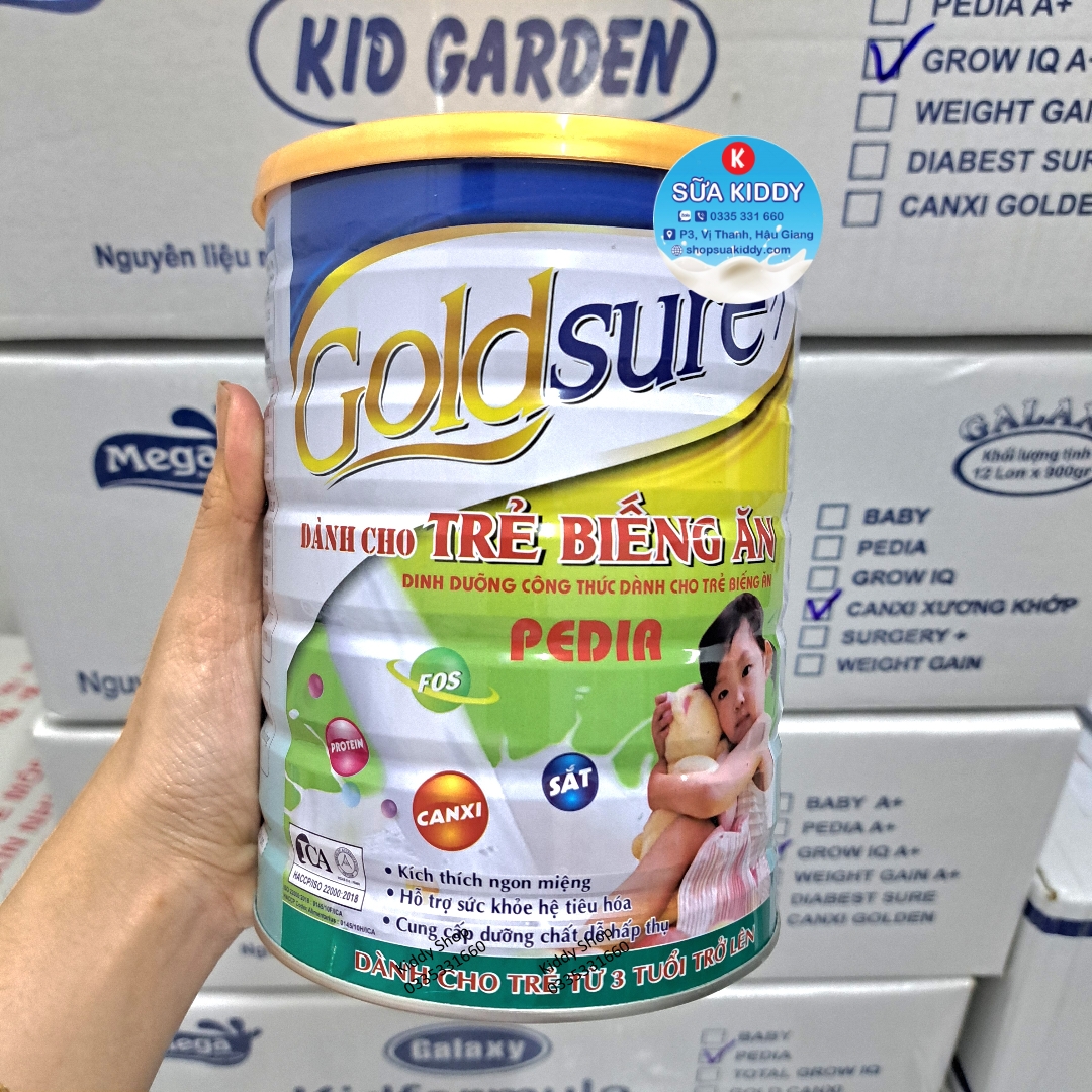 Sữa tăng cân Goldsure Pedia 900G dành cho trẻ biếng ăn, cần tăng cân, date luôn mới, cam kết chính hãng
