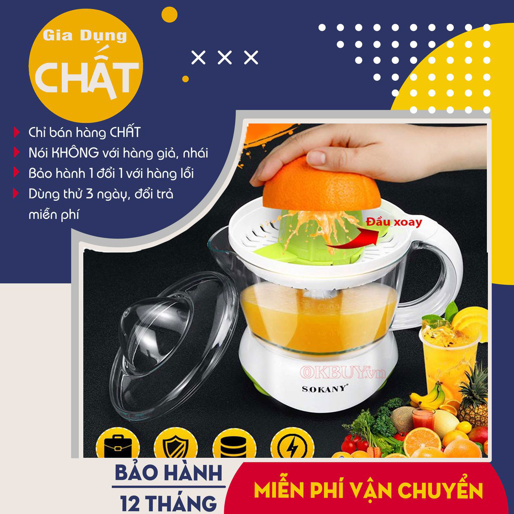 Máy vắt cam tiện lợi Sokany - Dung tích 700ML - Dễ dàng tháo lắp & vệ sinh - Cung cấp Vitamin C cho bạn và gia đình mỗi ngày - Công suất 40W