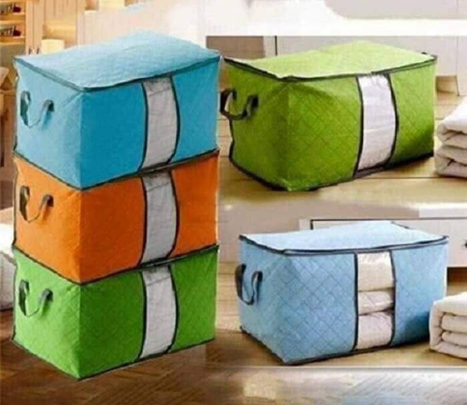 Túi vải đựng chăn màn quần áo gấp gọn tiện dụng giao màu ngẫu nhiên