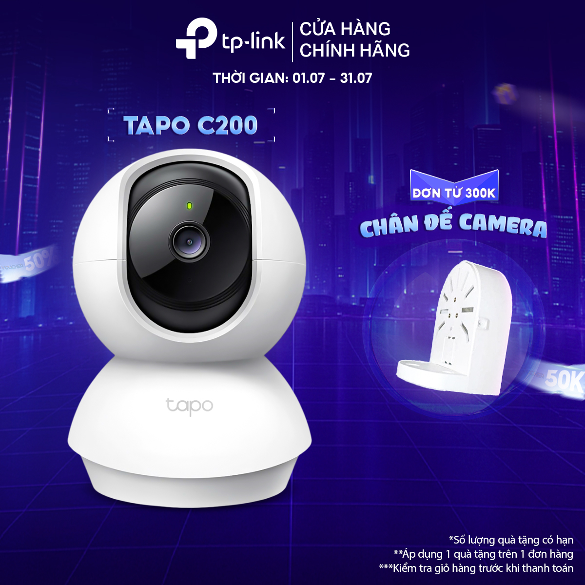 Camera IP Tapo C220 - 4MP, Quay Quét 360 Độ, Hỗ Trợ Cloud Storage