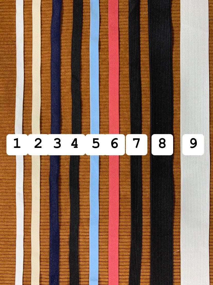 [Phụ liệu may giá rẻ] Thun quần áo chun quần áo nhiều màu size 08cm-2,5cm