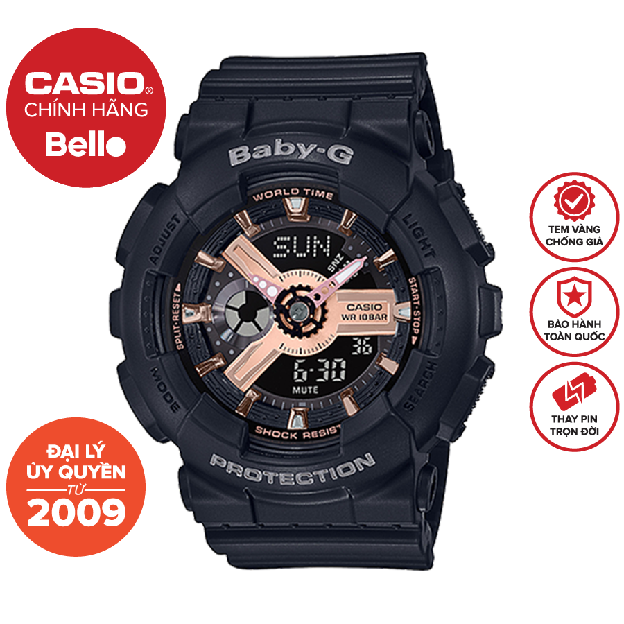 Đồng hồ nữ dây nhựa casio baby-g ba-110rg-1a chính hãng bảo hành 5 năm pin trọn đời