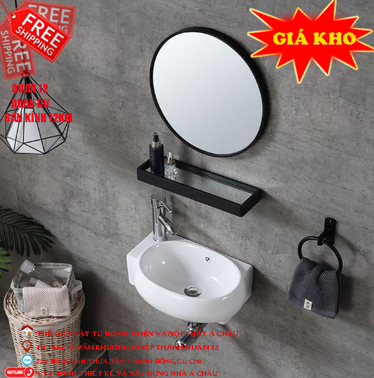 Chậu lavabo mini,kệ gương cao cấp giá rẻ,bồn rửa tay nhỏ,chậu treo
