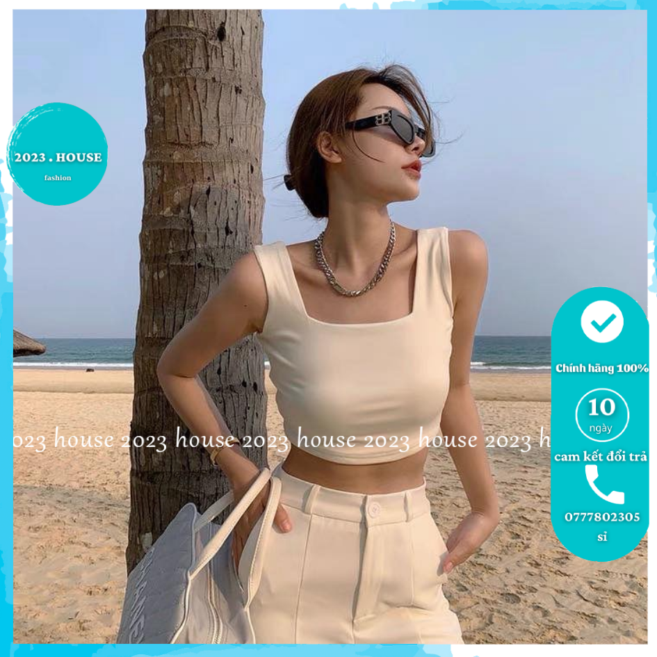 [HCM]Áo coptop cổ vuông ba lỗ sát nách dáng croptop chất thun porip co giãn mềm mịn - 2023 House