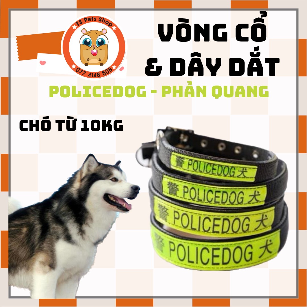 Dây dắt và vòng cổ Police dành cho chó lớn 10kg - 50kg