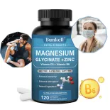 Bunkell Magnesium Glycinate 500 mg, magie chelate với kẽm và vitamin D3 hỗ trợ cơ, thần kinh và xương, sức khỏe tim mạch và hỗ trợ chuột rút chân, tăng cường hệ miễn dịch