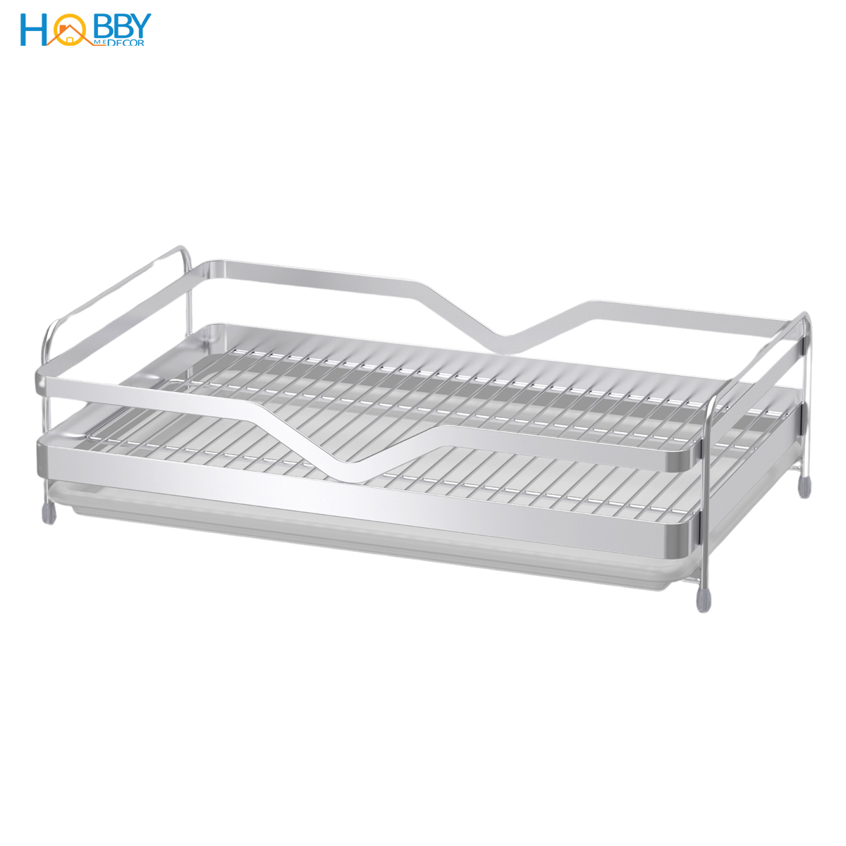 Kệ úp ly chén kèm khay nhựa inox 304 Hobby home decor KUL2 ngang 39cm