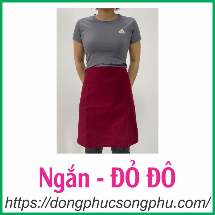 Tạp dề Ngắn - trơn phục vụ quán cafe, bếp - Vải kaki, bền đẹp - TD1 - Đồng phục Song Phú