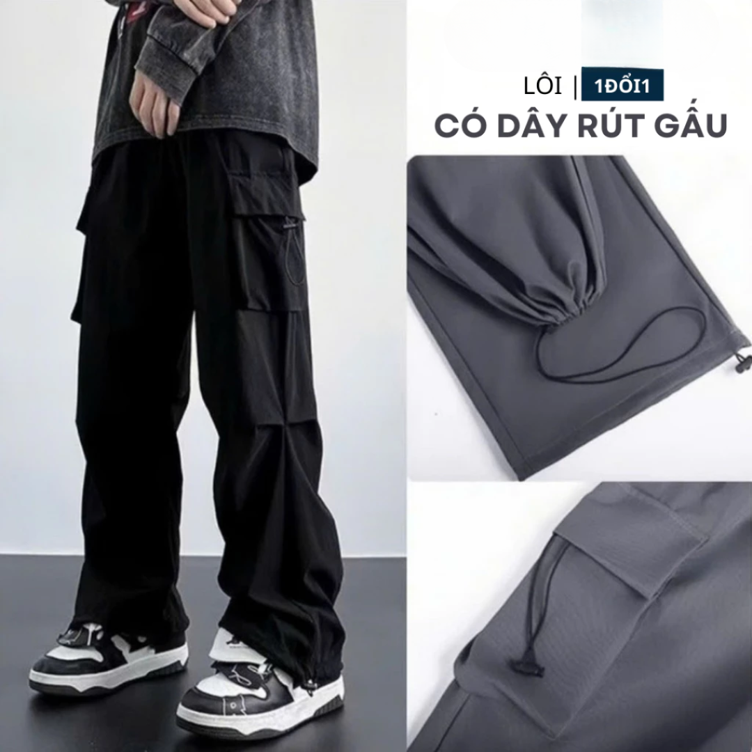 (QUÀ LÀ GÓI DẦU GỘI TỪ SHOP CHUYÊN) Quần kaki ống rộng túi hộp Nam nữ Hàn Quốc,quần jogger lưng chun có dây rút,nhiều màu cá tính
