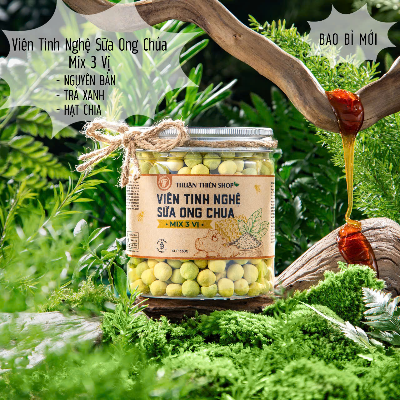  Viên Tinh Nghệ Sữa Ong Chúa MIX 3 VỊ Thuận Thiên - Viên Nhai Mềm Tan - Hỗ Trợ Trị Đau Bao Tử Dạ Dày Làm Đẹp Da 