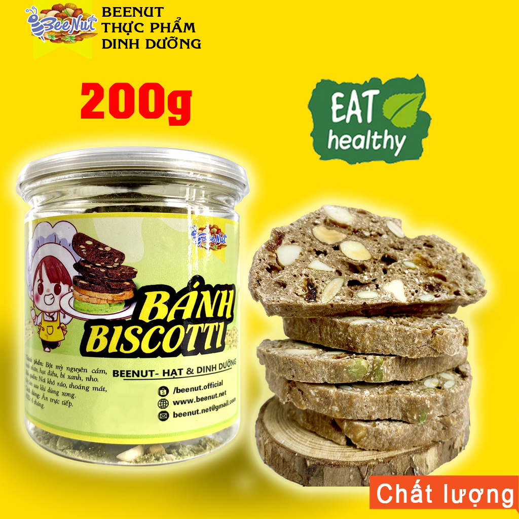 Biscotti vị chocolate 200g, 400g - bánh biscotti nguyên cám, bánh ngũ cốc ăn kiêng - beenut