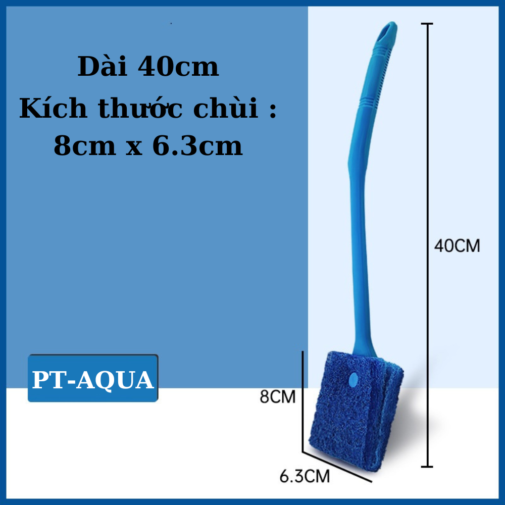 Cây chùi vệ sinh bể cá 2 mặt cán bằng nhựa cứng Cọ lau kiếng hồ cá cảnh