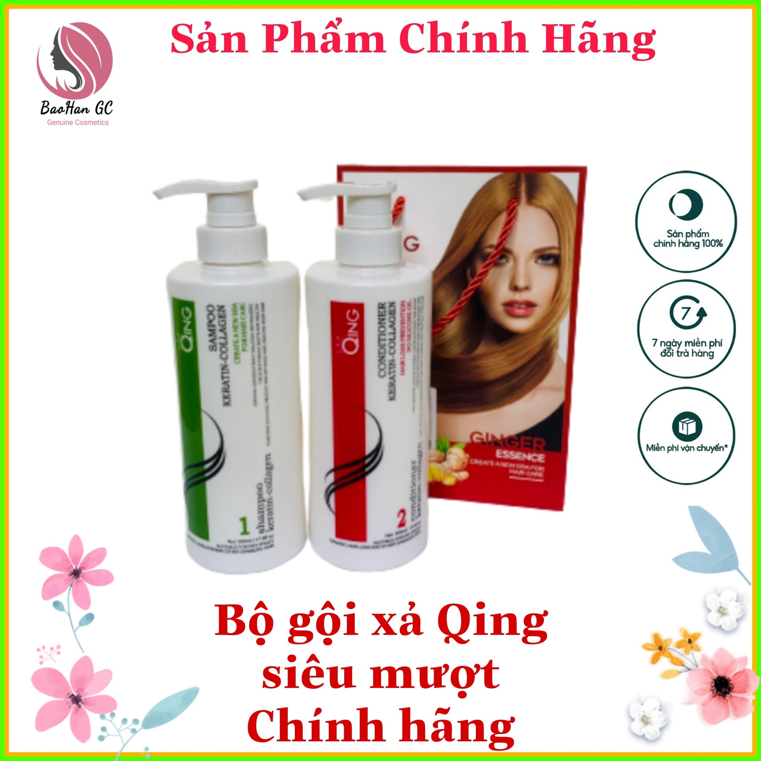 Cặp gội xả mềm mượt QING Keratin collgen 500ml x 2