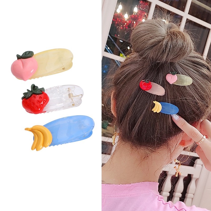 Bộ 03 kẹp tóc mỏ vịt hoa quả