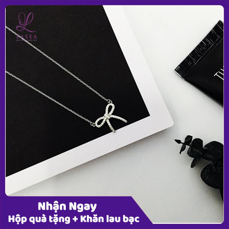 [HCM]Bộ dây chuyền liền mặt nữ trang sức bạc Ý S925 Lasea - Vòng cổ hình nơ K019