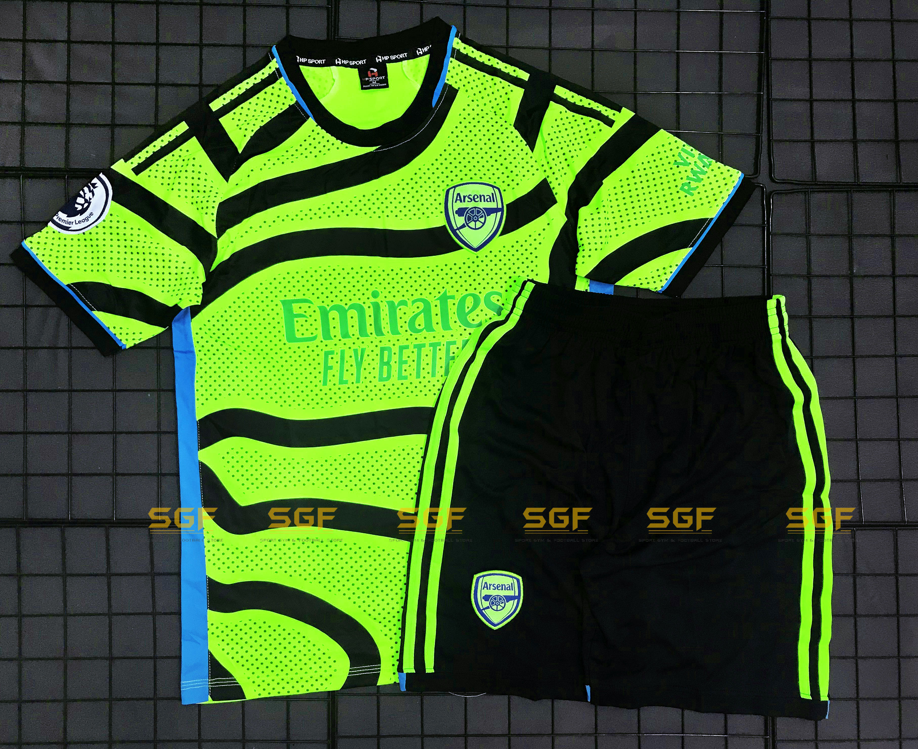 Quần Áo Bóng Đá ARSENAL xanh dạ quang sân khách 2023