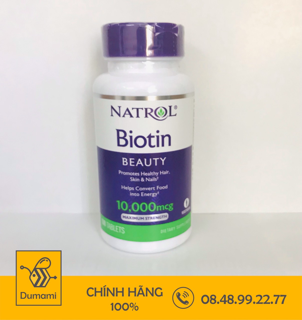 [date xa+ship nhanh] Natrol Biotin 10000mcg 100v hỗ trợ giảm rụng tóc và giúp mọc tóc của Mỹ