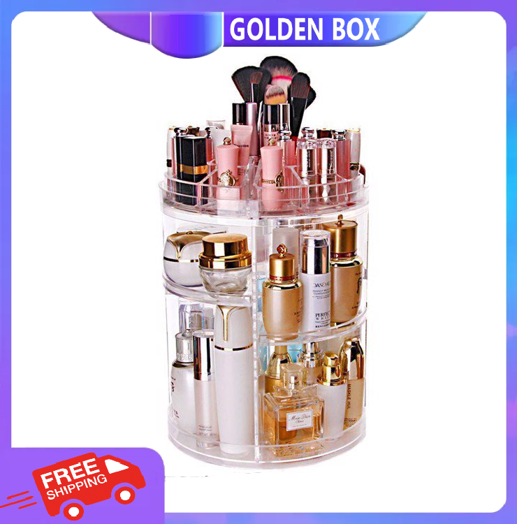 Kệ mỹ phẩm xoay 360 độ để đồ trang điểm trong suốt