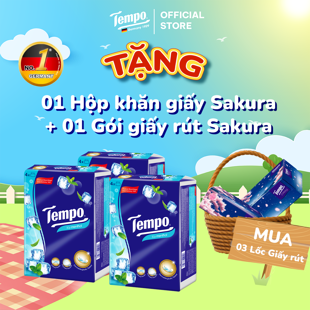 Khăn giấy rút cao cấp Tempo - 4 lớp bền dai, an toàn cho da - Thương hiệu Đức