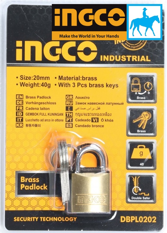 Ổ khóa du lịch mini khóa vali túi xách cửa tủ 20mm 40g brass padlock ingco dbpl0202