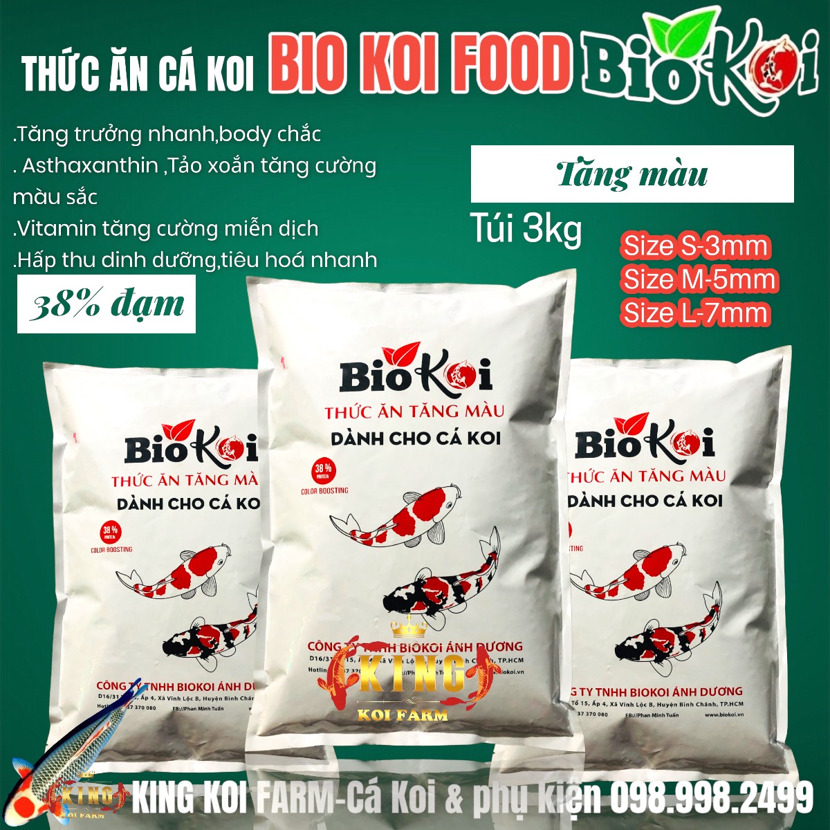 Thức ăn hỗn hợp dạng viên bio koi food - thức ăn hỗ trợ tăng màu dành cho cá koi