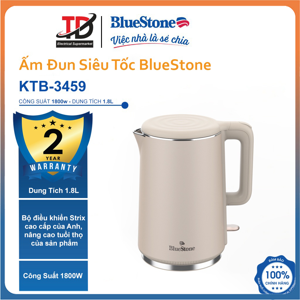 Ấm đun siêu tốc bluestone ktb-3459 - 1.7 lít/ 1800w - bảo hành chính hãng 24 tháng
