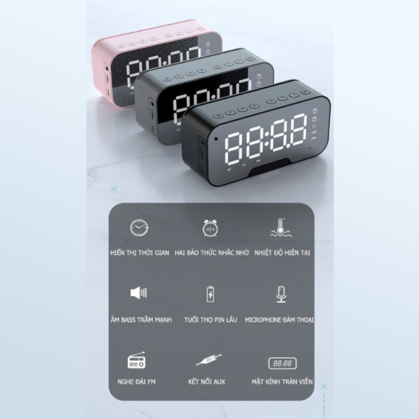Loa Bluetooth Kimiso K10 3In1 , Loa Bluetooth Kiêm Đồng Hồ Báo Thức