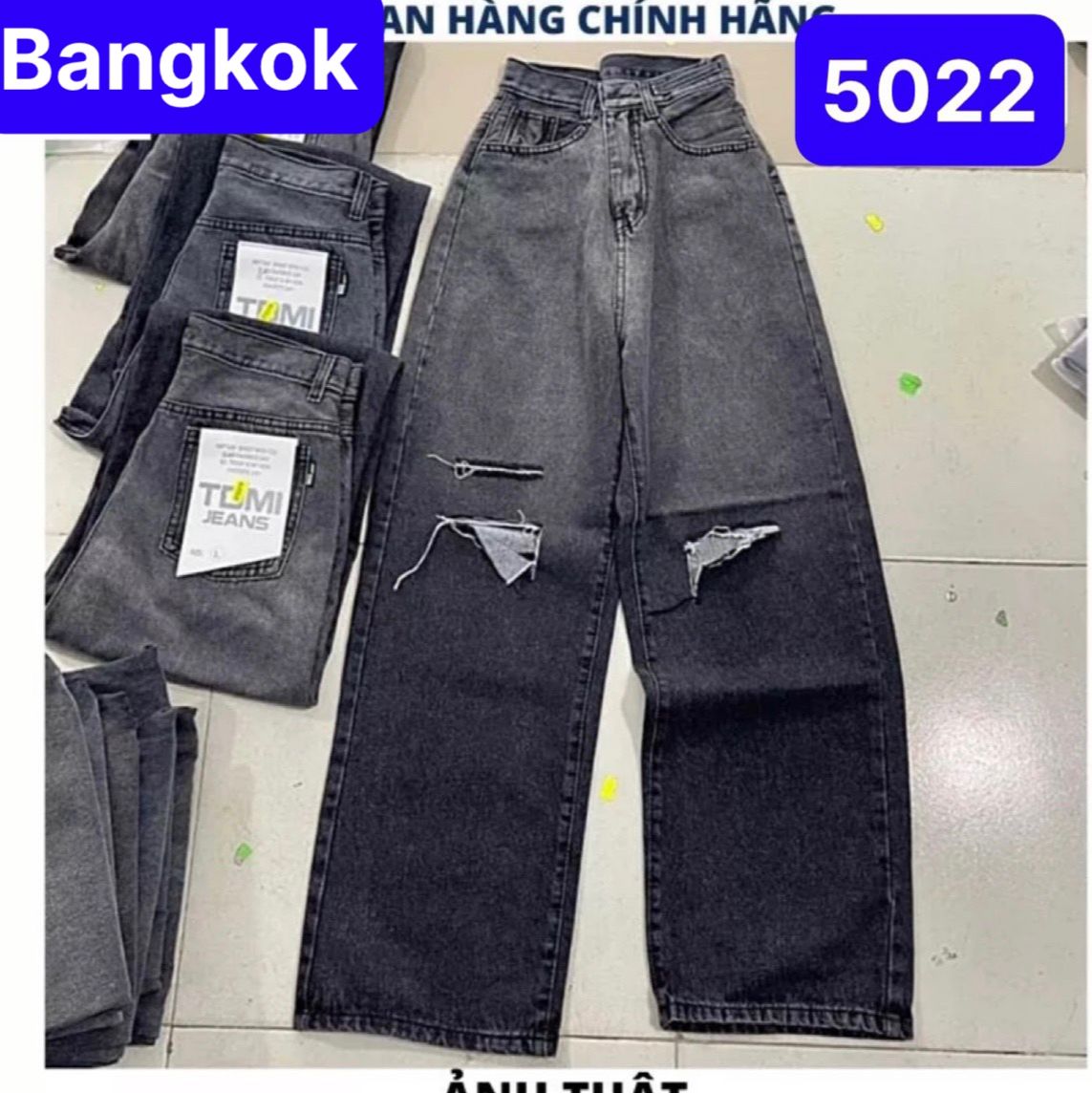 QUẦN JEANS CHẤT BÒ , ỐNG SUÔNG RỘNG RÁCH LOANG 2 MÀU ĐEN CẠP CAO DÀI CHÂN SIÊU TÔN DÁNG HOT TREND 2023 - TÝ GOLD 2020