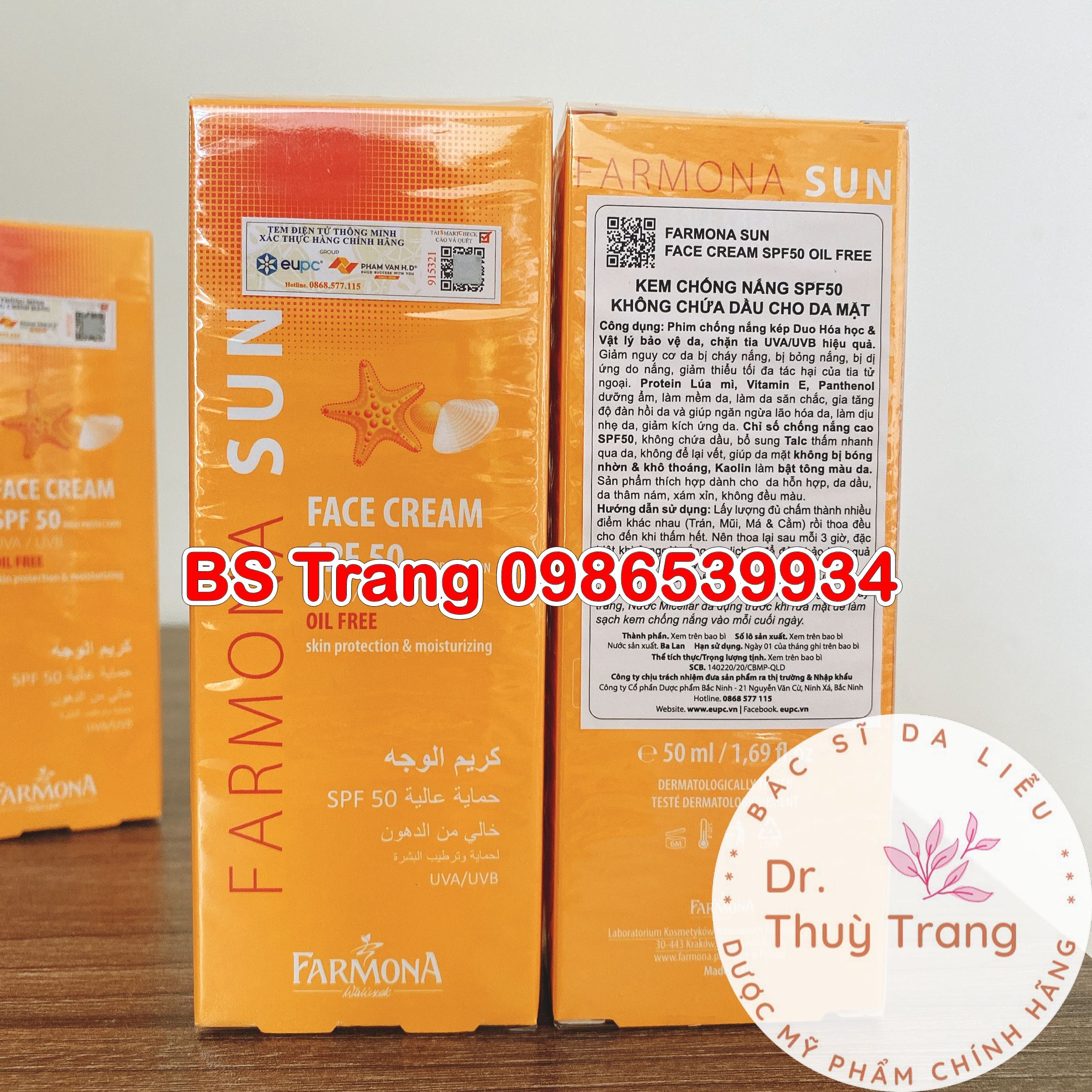 Kem chống nắng da dầu mụn Farmona Sun Face Cream SPF50 Oil Free - 50ml
