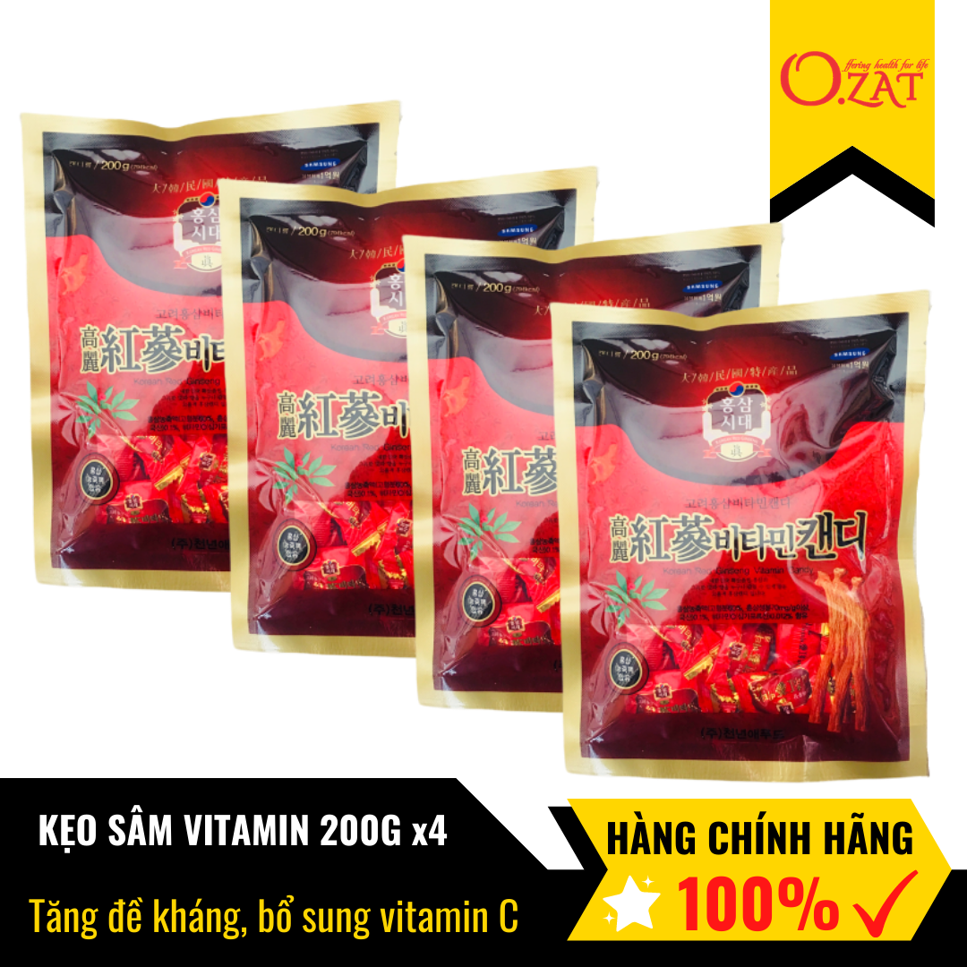 Combo 4 bịch kẹo sâm đỏ vitamin Hàn Quốc