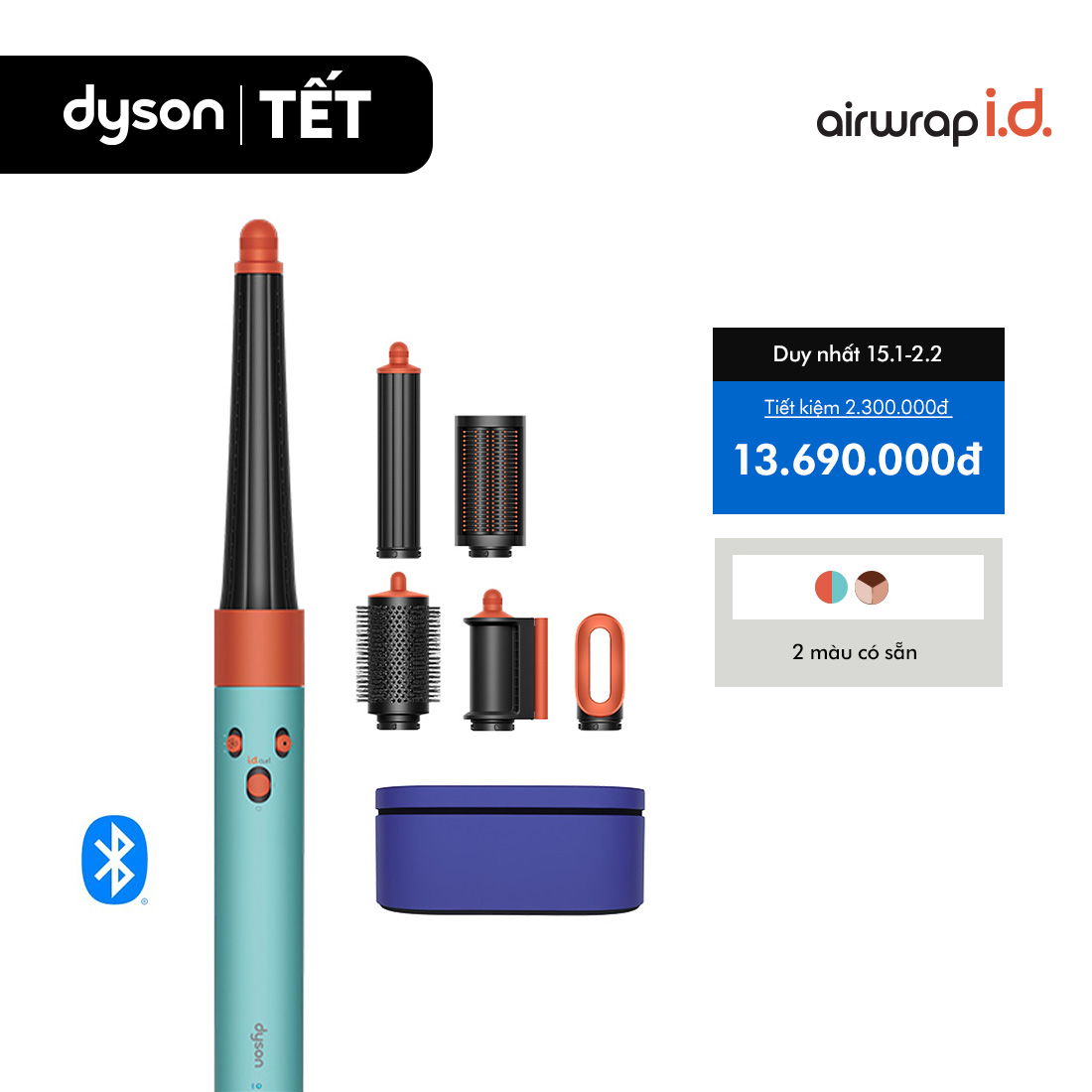 DUY NHẤT 1-3.1: VC 12% Tối đa 3 Triệu Máy tạo kiểu tóc thông minh Dyson Airwrap i.d. HS08 Straight+Wavy Ceramic Patina Orange Topaz
