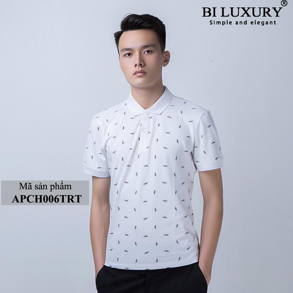 Áo thun có cổ (polo) Biluxury 6 mẫu màu trắng họa tiết 2019