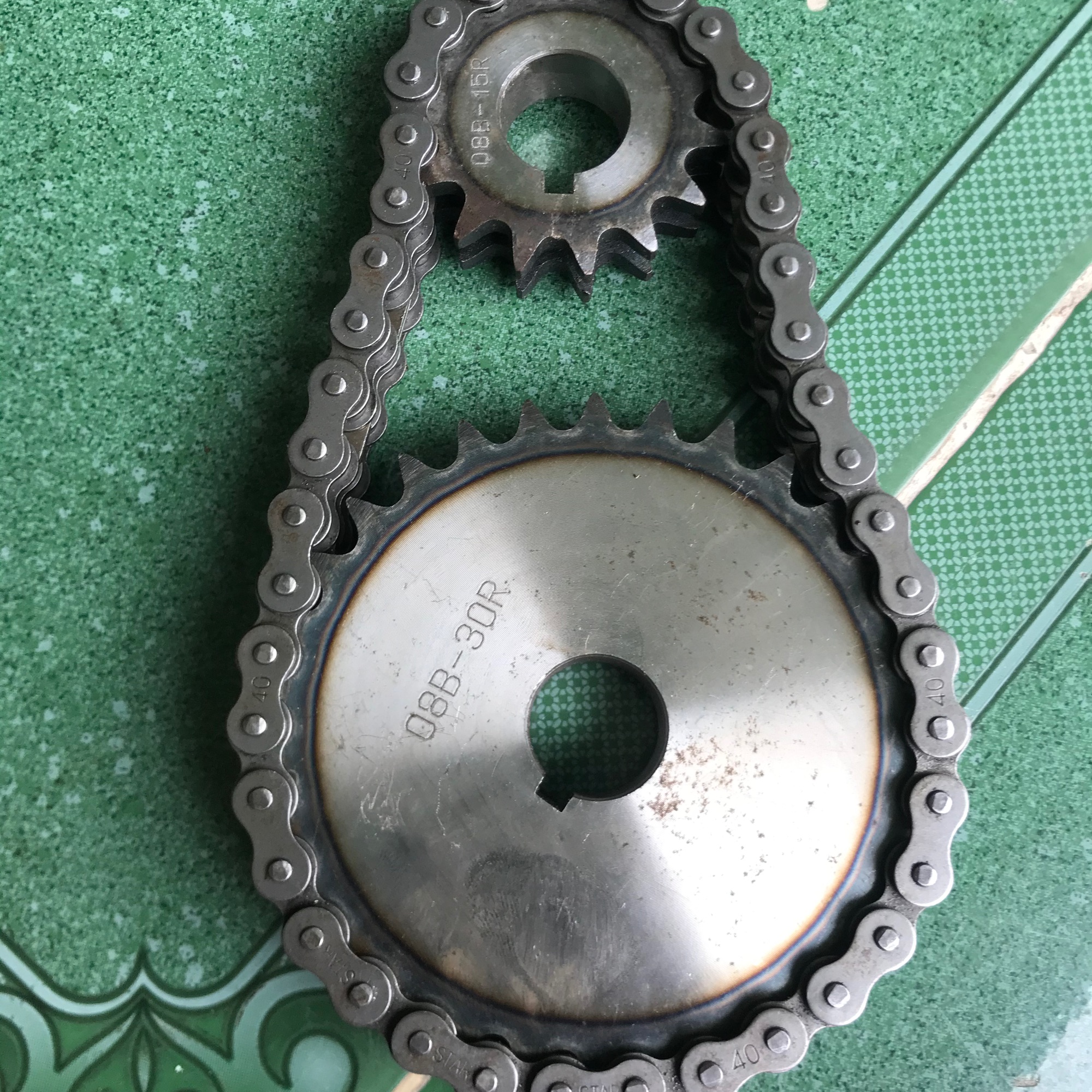 Nhong xích 15-30 làm theo yêu cầu trung pham xích dài 1,45m nhông 15f33mm đĩa 30f25mm