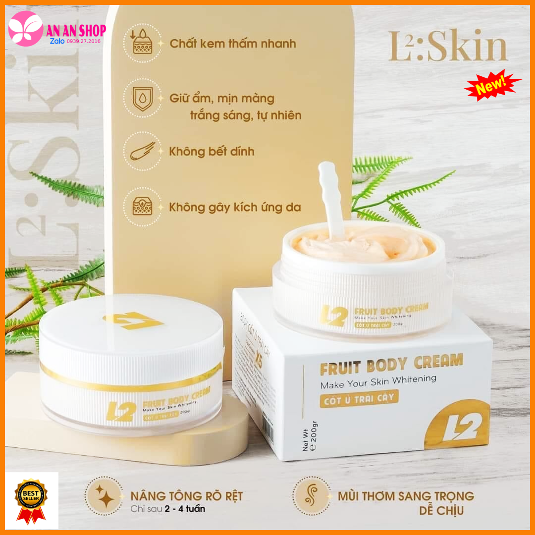 Kem body cốt ủ trái cây L2, giúp da trắng sáng căng mướt hiệu quả - Body Cốt ủ trái cây L2 Liên Nguyễn 200gr