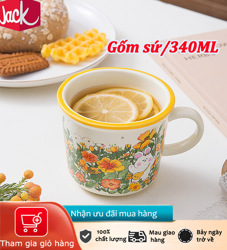 Jack Dễ thương thỏ gốm 340ML cốc, nhà văn phòng cốc cà phê/cốc sữa