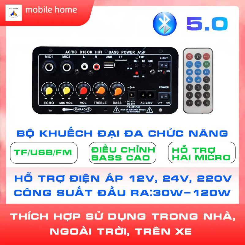 Mạch loa khuếch Bluetooth/USB/SD/TF 12V24V220V bộ giải mã âm xe máy thanh thiết bị trên xe hơi thiết máy siêu trầm khuếch đại