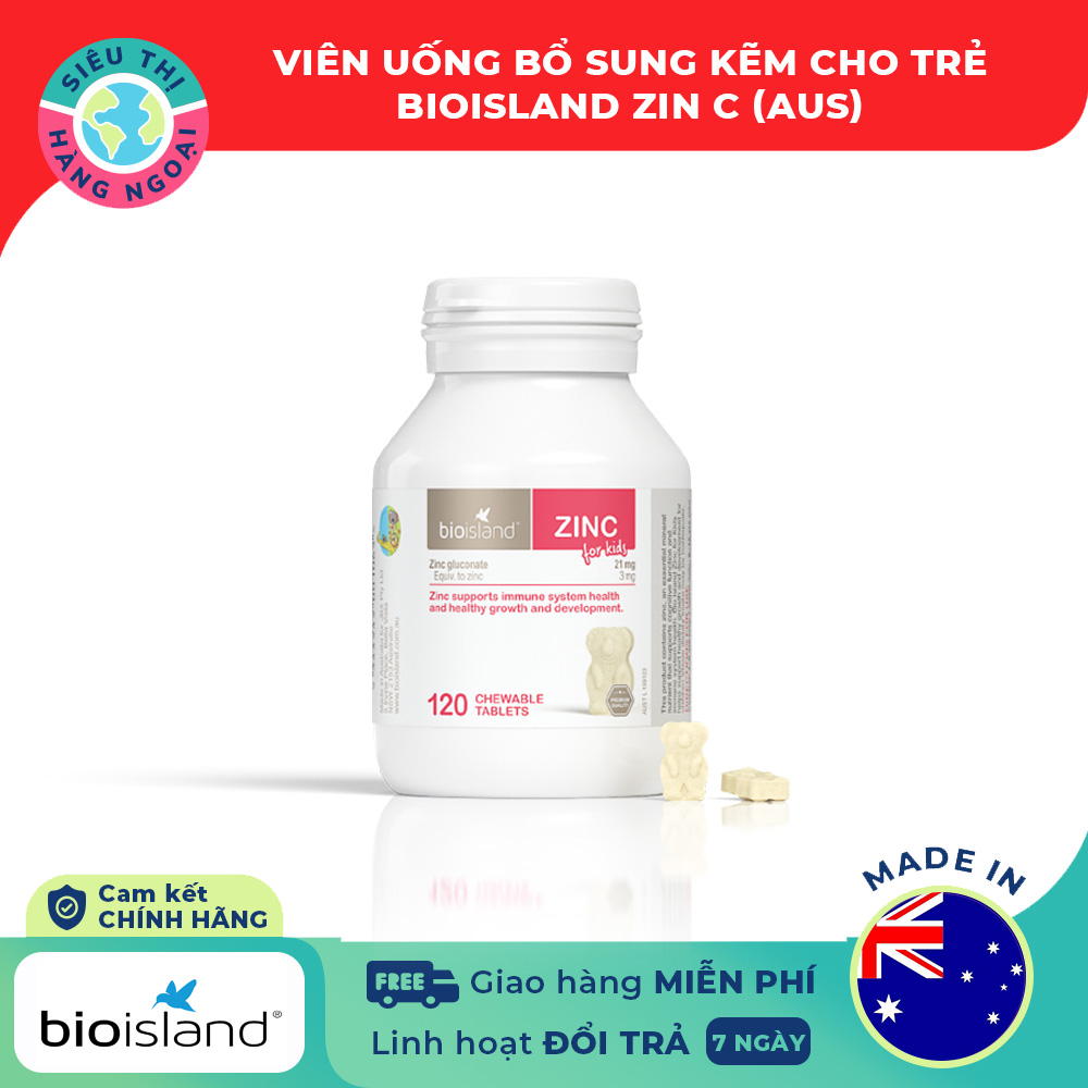 [HCM]Viên bổ sung kẽm cho trẻ Bioisland ZinC [Tăng cường hệ miễn dịch ngừa suy dinh dưỡng cải thiện tình trạng biếng ăn] Hàng Úc (được bán bởi Siêu Thị Hàng Ngoại)