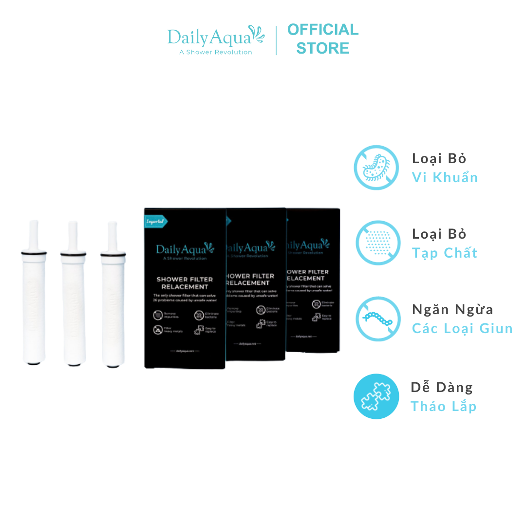 Daily Aqua Bộ Lọc nước cao cấp cho vòi sen - 1 bộ 9 lõi lọc