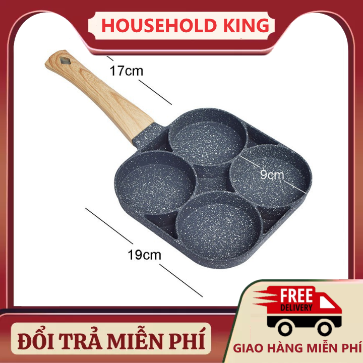 Chảo đá chia ô 4 ngăn chiên dán đa năng chống dính tốt - siêu phẩm nhà bếp