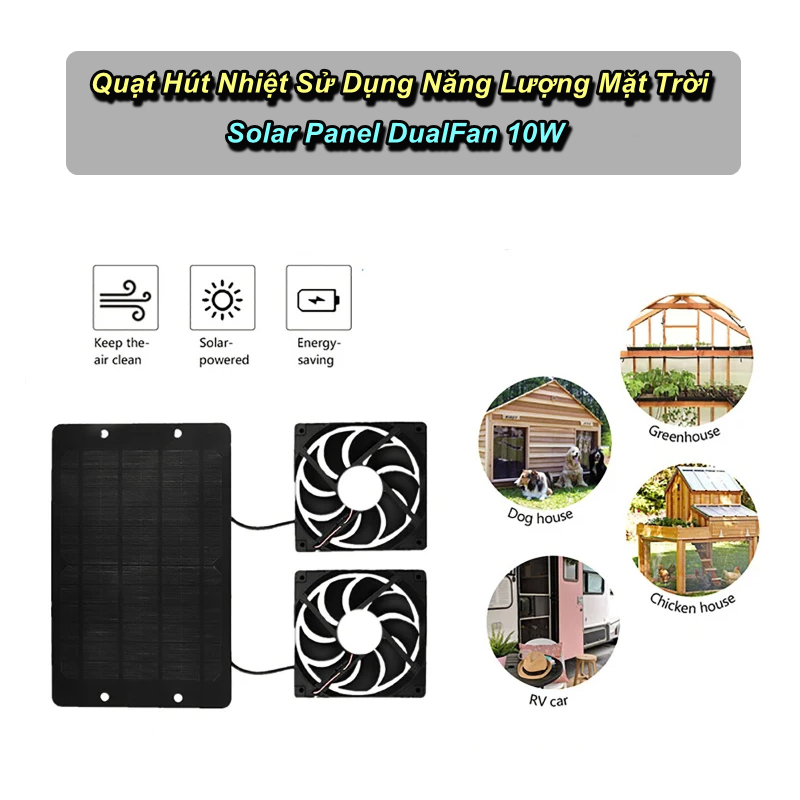 Quạt Hút Nhiệt Solar Panel DualFan 10W Sử Dụng Năng Lượng Mặt Trời - WorldMart Giá 1,143,039 Đồng*Miễn phí vận chuyển