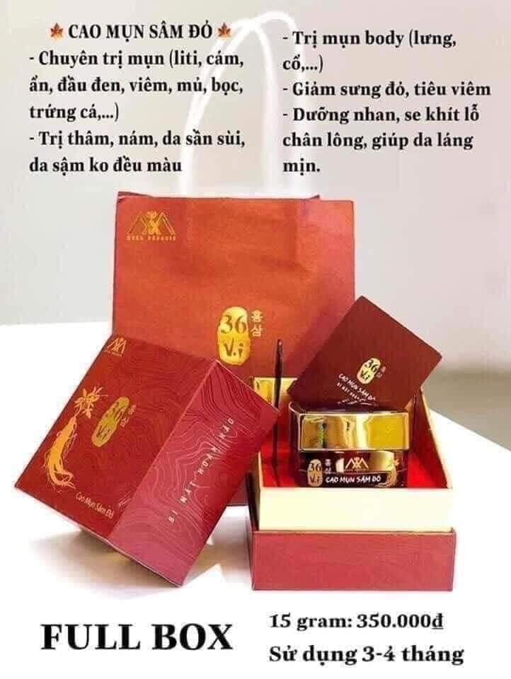 Cao mụn sâm đỏ 36 vị hộp lớn 15g