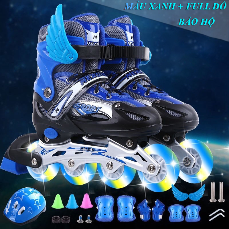 [BẢO HÀNH 12 THÁNG] Giày trượt patin trượt batanh Sport bánh xe phát sáng tặng full đồ bảo hộ có thể điều chỉnh kích thước dành cho mọi lứa tuổi